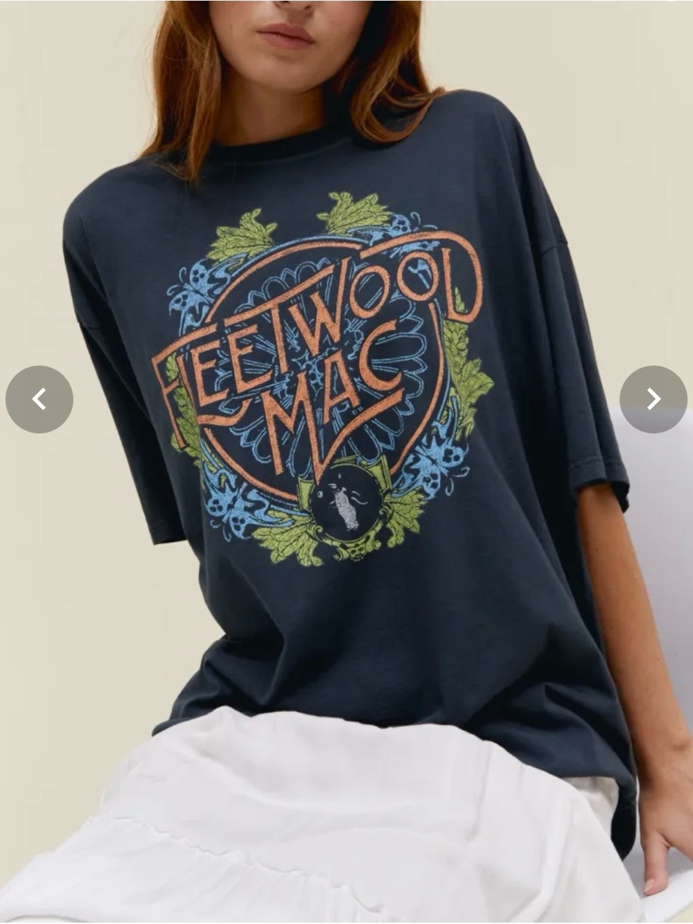 NWT Fleetwood Mac Flower Crest OS Tee in Vintage Black